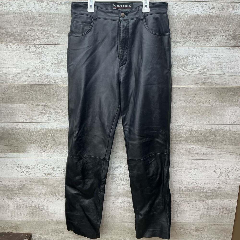 Wilsons The Leather Experts Women's US 12 Black Leather Jean Style Pants Vintage